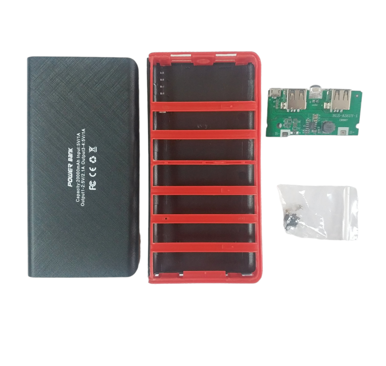 Корпус для Power Bank на 6 аккумуляторов 18650 (20000mAh) / Чорно-червоний