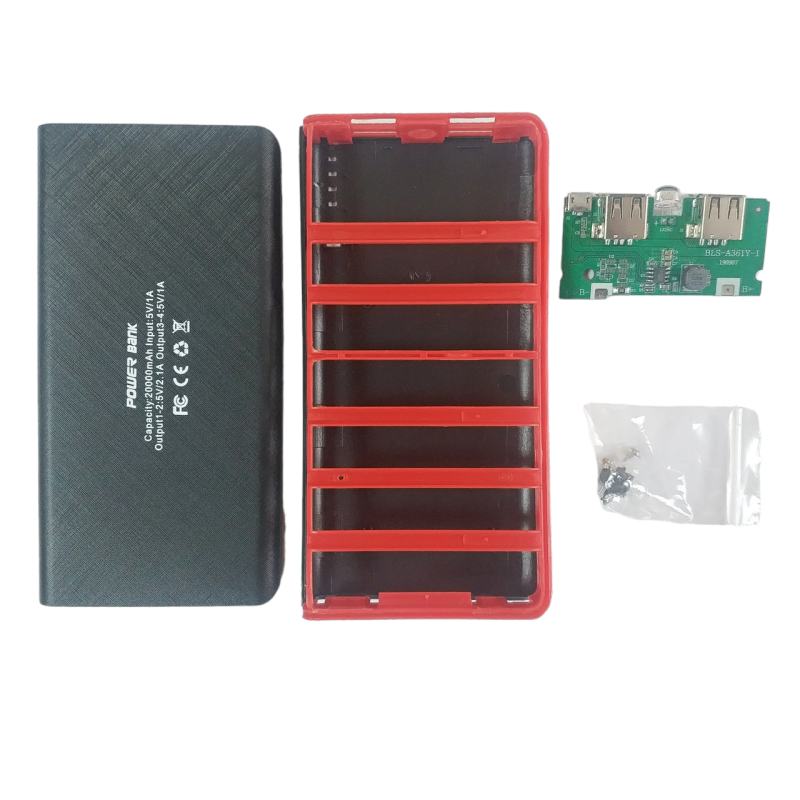 Корпус для Power Bank на 6 аккумуляторов 18650 (20000mAh) / Чорно-червоний