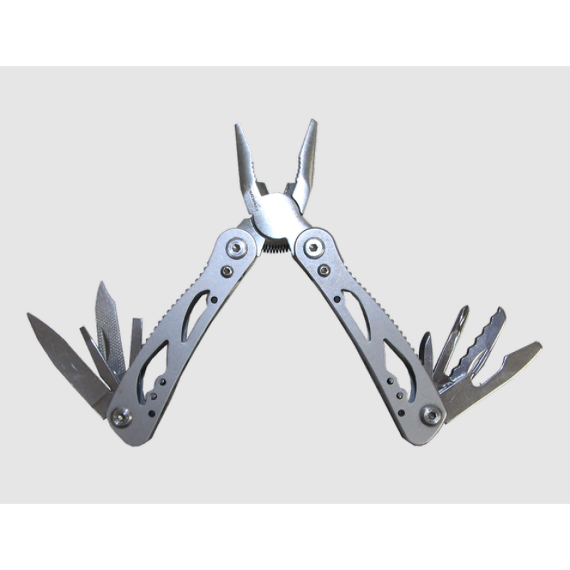 Мультитул плоскогубцы / Мульти инструмент мини (пассатижи, пила, нож, отвертка) / Серый