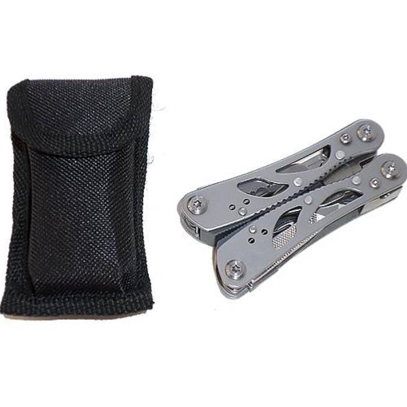 Мультитул плоскогубцы / Мульти инструмент мини (пассатижи, пила, нож, отвертка) / Серый