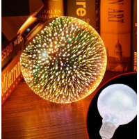 Лампочка 3D феерверк (8803)/ Лампа-ночник / Декоративная LED лампочка / Серебряный