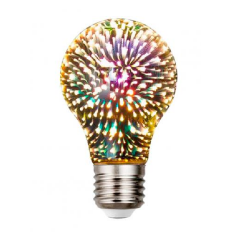 Лампочка 3D феєрверк (8809) / Лампа-нічник / Декоративна LED лампочка / Срібний