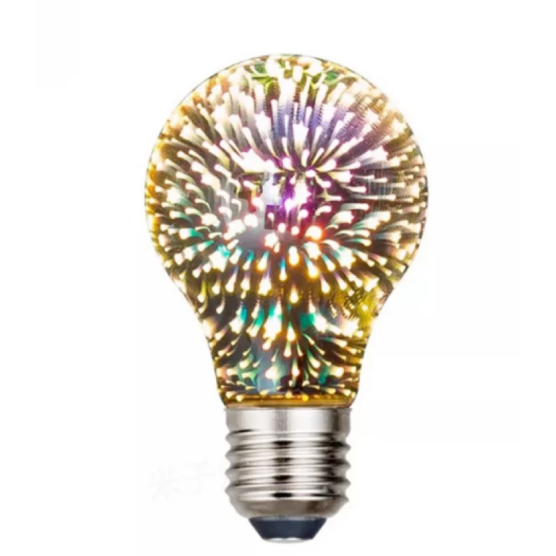 Лампочка 3D феєрверк (8809) / Лампа-нічник / Декоративна LED лампочка / Срібний