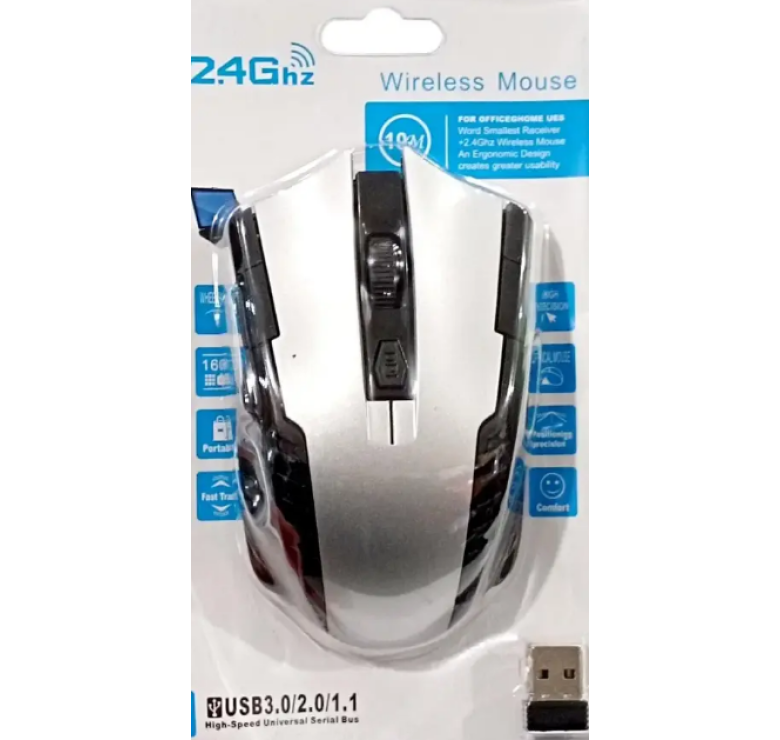 Беспроводная мышка Wireless Mouse G-698 / Компьютерная мышка беспроводная 2.4GHz / Серебряная
