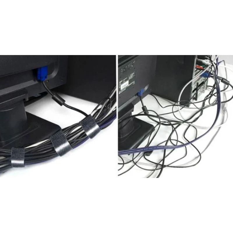 Органайзер для кабелю/ Стяжка/ Липучка / Хомут для проводів нейлон 5 м x 2 см / Чорний