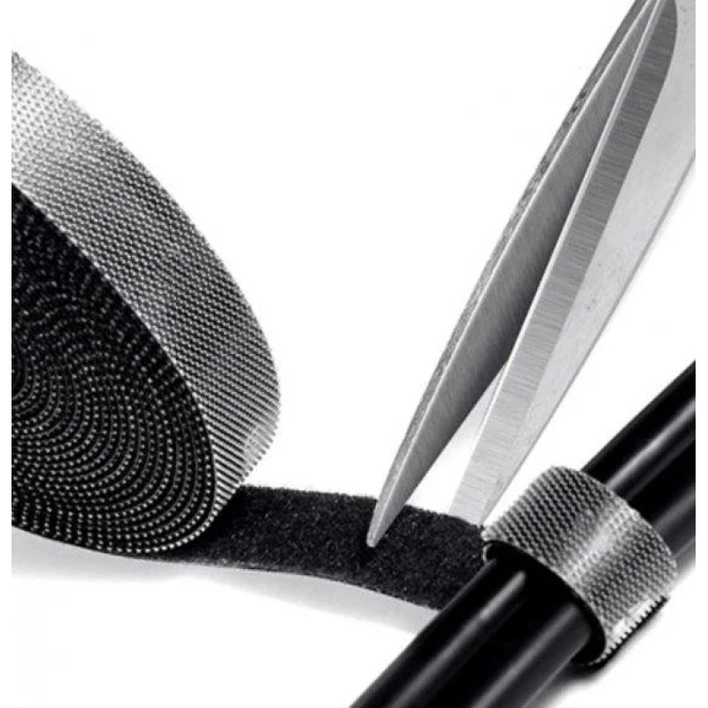 Органайзер для кабелю/ Стяжка/ Липучка / Хомут для проводів нейлон 5 м x 2 см / Чорний