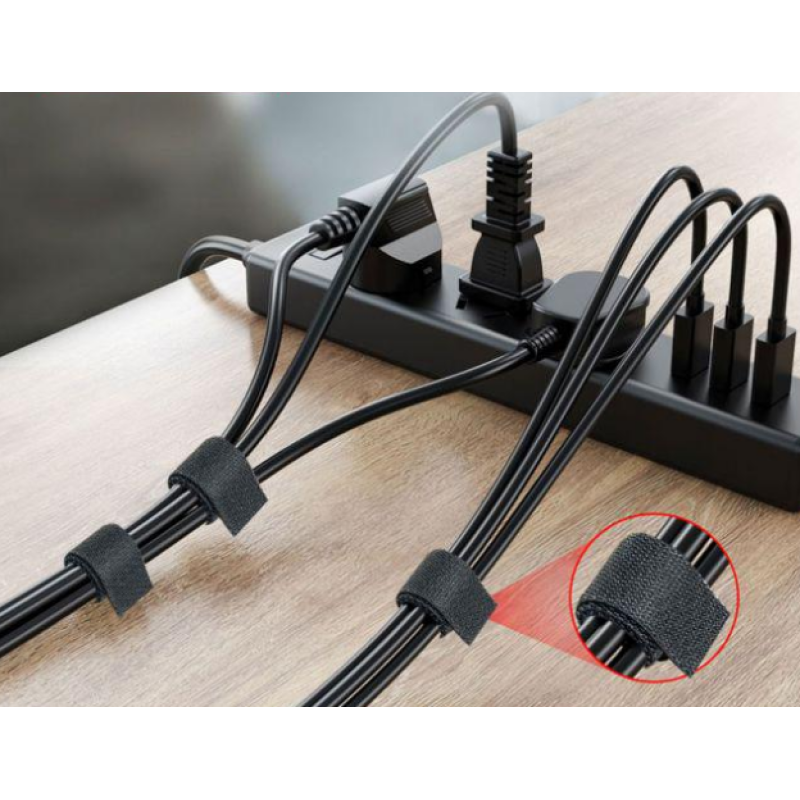 Органайзер для кабелю/ Стяжка/ Липучка / Хомут для проводів нейлон 5 м x 2 см / Чорний