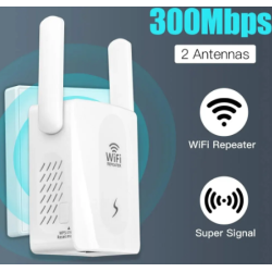 Репітер Wireless / Wi-Fi Підсилювач 300 Мбіт / Бездротовий Wi-Fi репітер з двома антенами / Білий