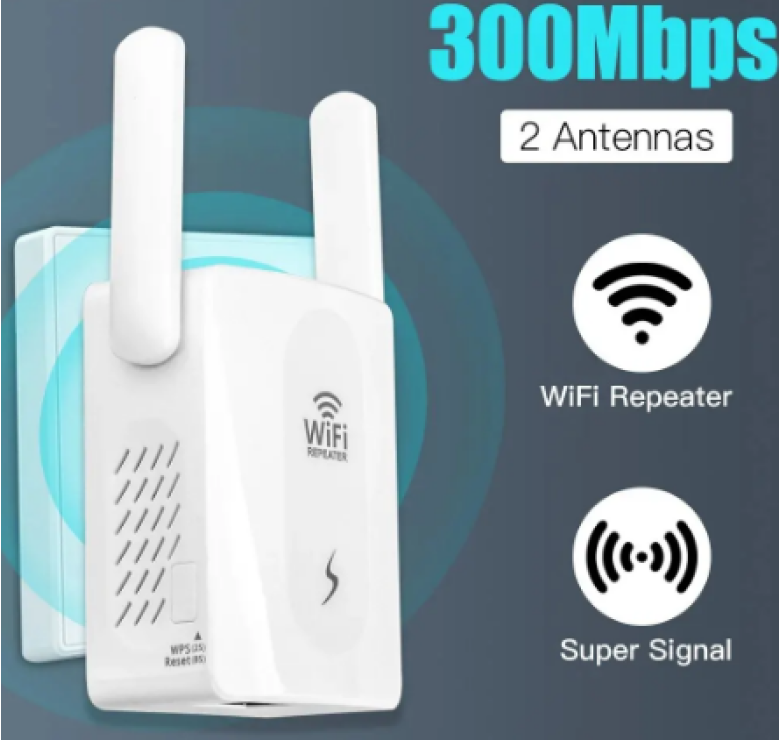 Репитер Wireless / Wi-Fi Усилитель 300 Мбит / Беспроводной Wi-Fi репитер с двумя антеннами / Белий