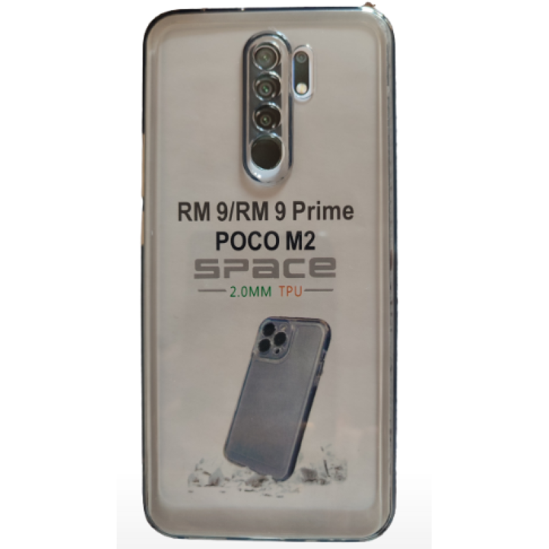 Силиконовая накладка (бампер) для смартфона Xiaomi Redmi 9/ 9 Prime/ Poco M2 / Space TPU / Прозрачный черний