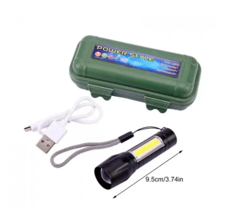 Кишеньковий ручний світлодіодний ліхтарик BL-B511 / mirco USB / Чорний