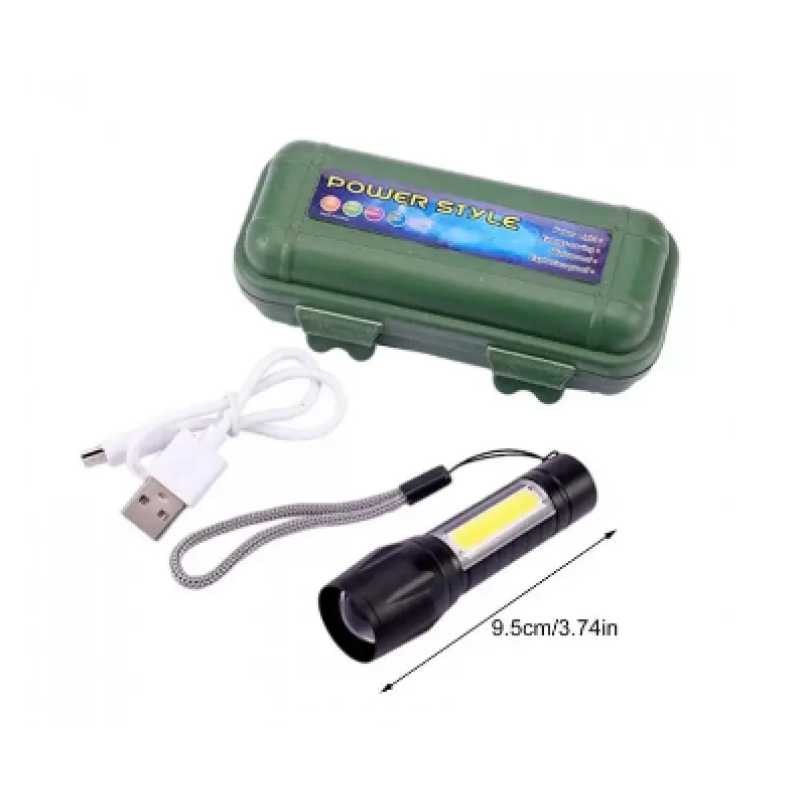 Карманный ручной светодиодный фонарик BL-B511 / mirco USB / Черный