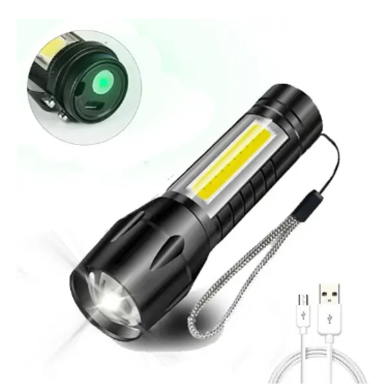 Карманный ручной светодиодный фонарик BL-B511 / mirco USB / Черный