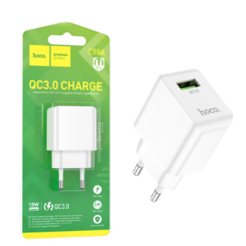 Блок питания hoco C98A Quick Charge 3.0 18W / Белый