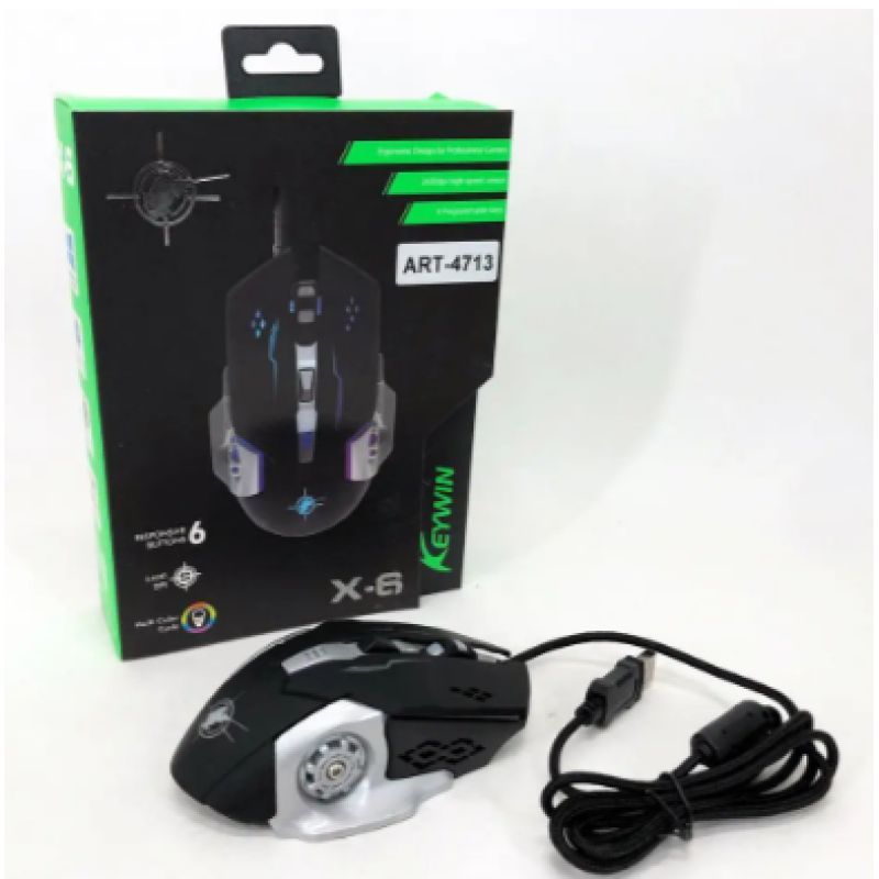 Провідна миша Gaming Mouse X6 з підсвічуванням / Комп'ютерна мишка провідна 1.8M / Чорний
