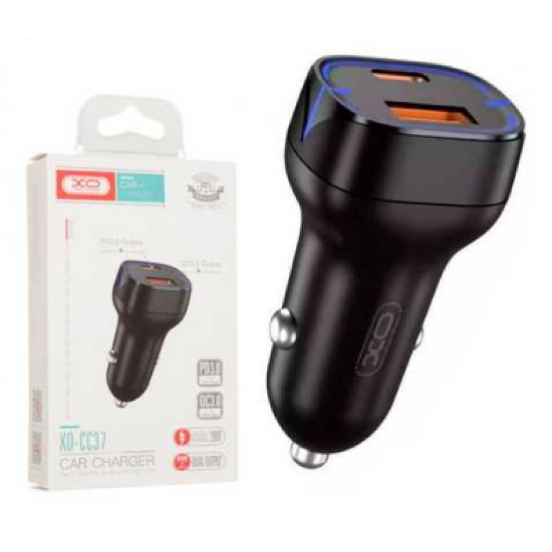 Зарядка автомобильная от прикуривателя для смартфонов XO-CC37/ Быстрая зарядка Quick Charge 3.0 / Черный
