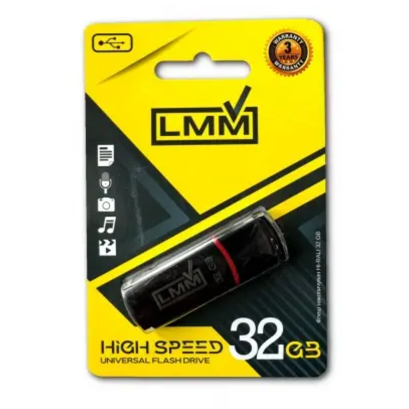 Флеш накопитель USB на 32 гб / скорость 2.0 "LMM" Classic / Черный