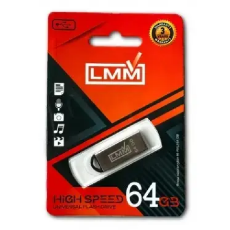 Флеш накопитель USB на 64 гб / скорость 2.0 "LMM" Fit series / Серебряный