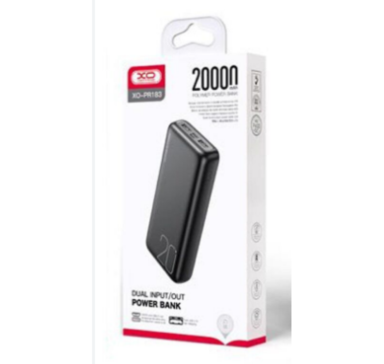 Зарядный Power Bank XO-PR183 / Быстрая зарядка / 20000 mAh / Черный