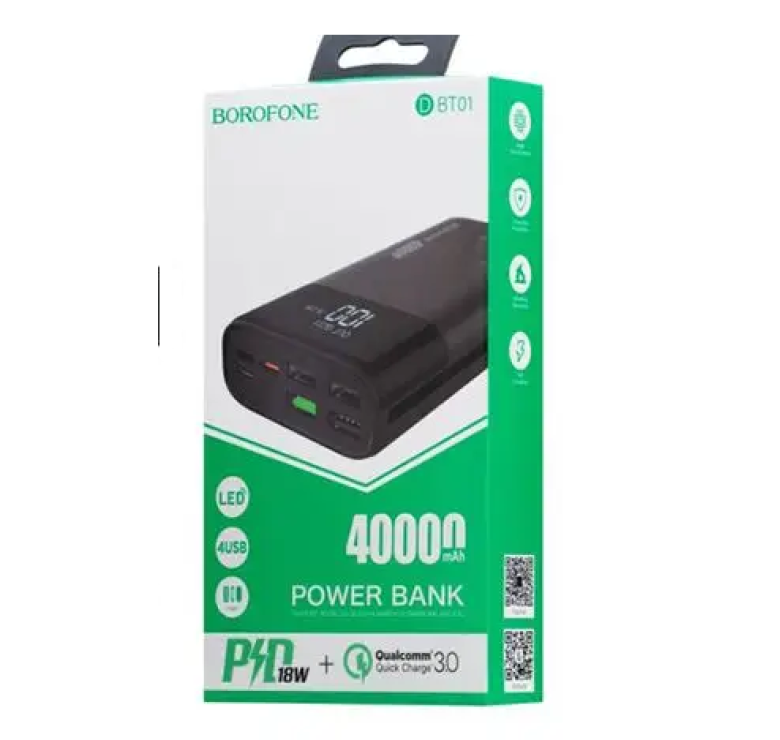 Зарядный Power Bank Borofone DBT01 / Быстрая зарядка / 40000 mAh / Черный