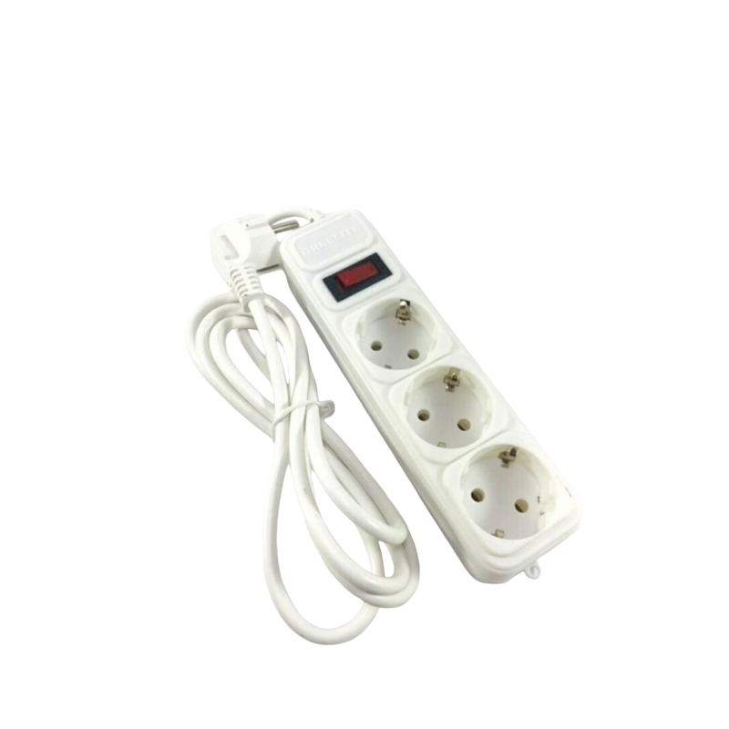 Подовжувач / Мережний фільтр Greelite на 3 розетки / 1.8 метрів кабель/ Білий