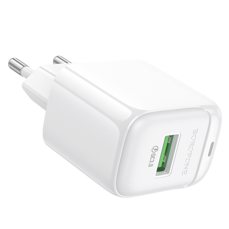 Сетевая зарядка Borofone BASA2A для смартфонов \ Быстрая зарядка 3.0 Ампер \ Белая
