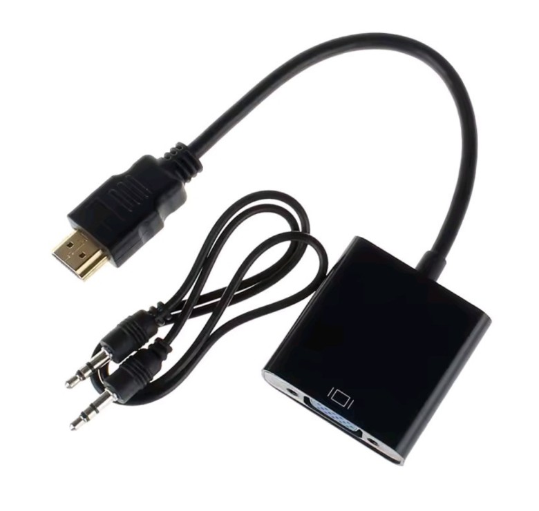 Переходник HDMI – VGA для передачи видео и аудио сигнала / Черный