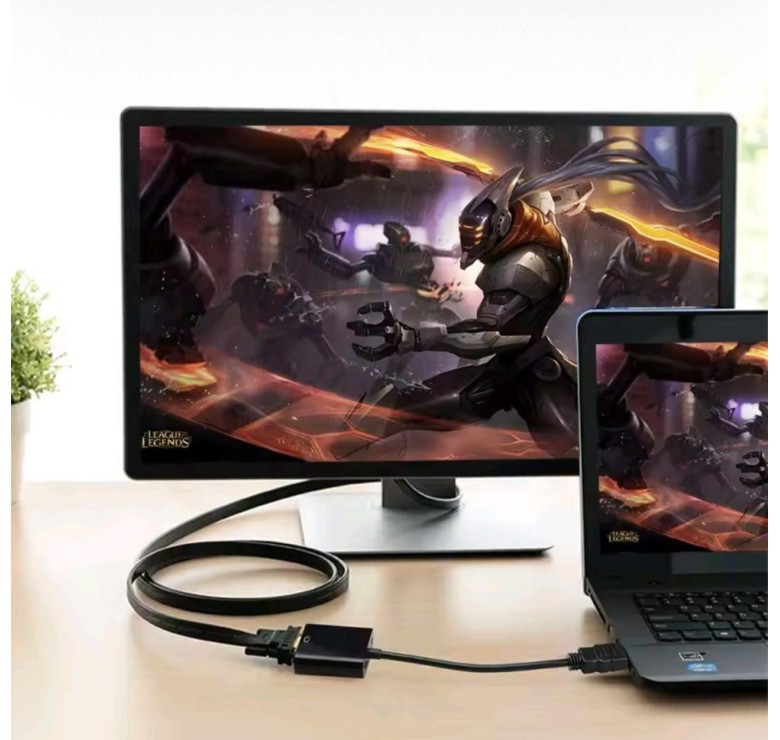 Переходник HDMI – VGA для передачи видео и аудио сигнала / Черный