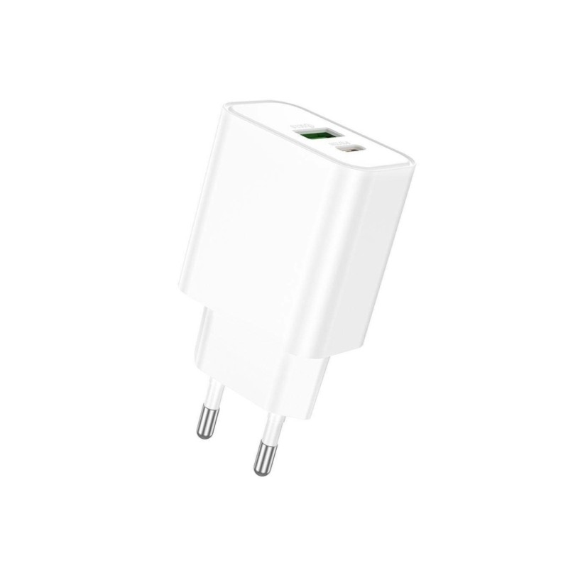 Блок живлення Borofone A88A \ Швидка зарядка 3.0 USB (18W) + Type C (PD 20W) \ Білий