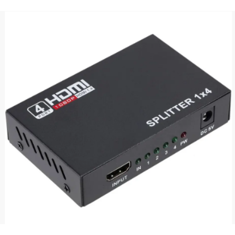 HDMI розгалужувач на 4 порти HDMI SPLITTER 1 in 4 / Чорний