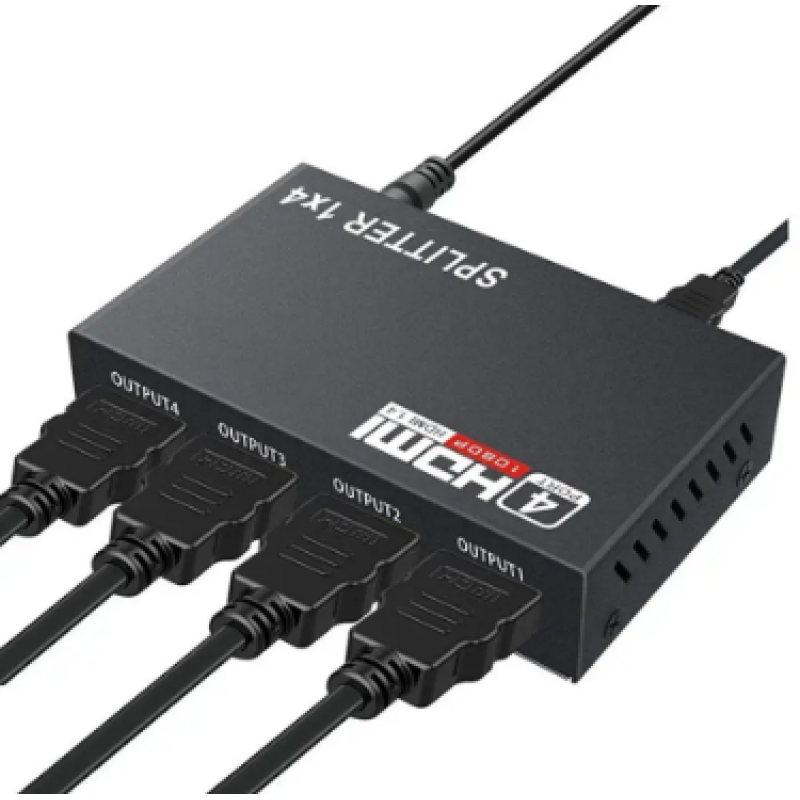 HDMI розгалужувач на 4 порти HDMI SPLITTER 1 in 4 / Чорний