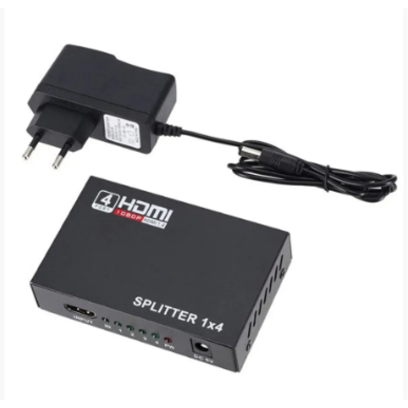 HDMI розгалужувач на 4 порти HDMI SPLITTER 1 in 4 / Чорний