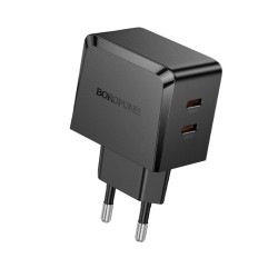Мережева зарядка Borofone AS62A для Samsung A36 \ 2 вихода Type-c ( макс. 45ват ) \ Чорна