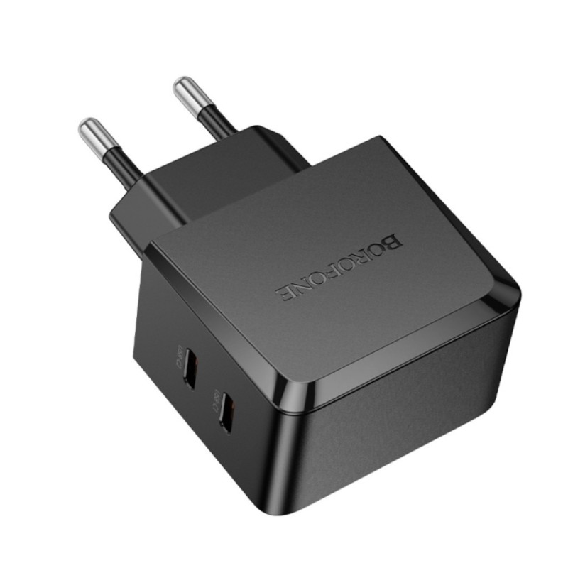 Мережева зарядка Borofone AS62A для Samsung A36 \ 2 вихода Type-c ( макс. 45ват ) \ Чорна