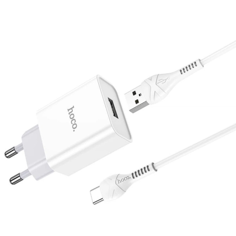 Оригінальний зарядний USB блок живлення Hoco. C81A 5V 2.1 А Білий