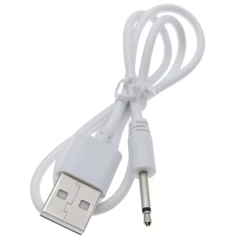 Зарядный кабель USB для вибро массажеров 2,5 мм (21 мм) / Белый