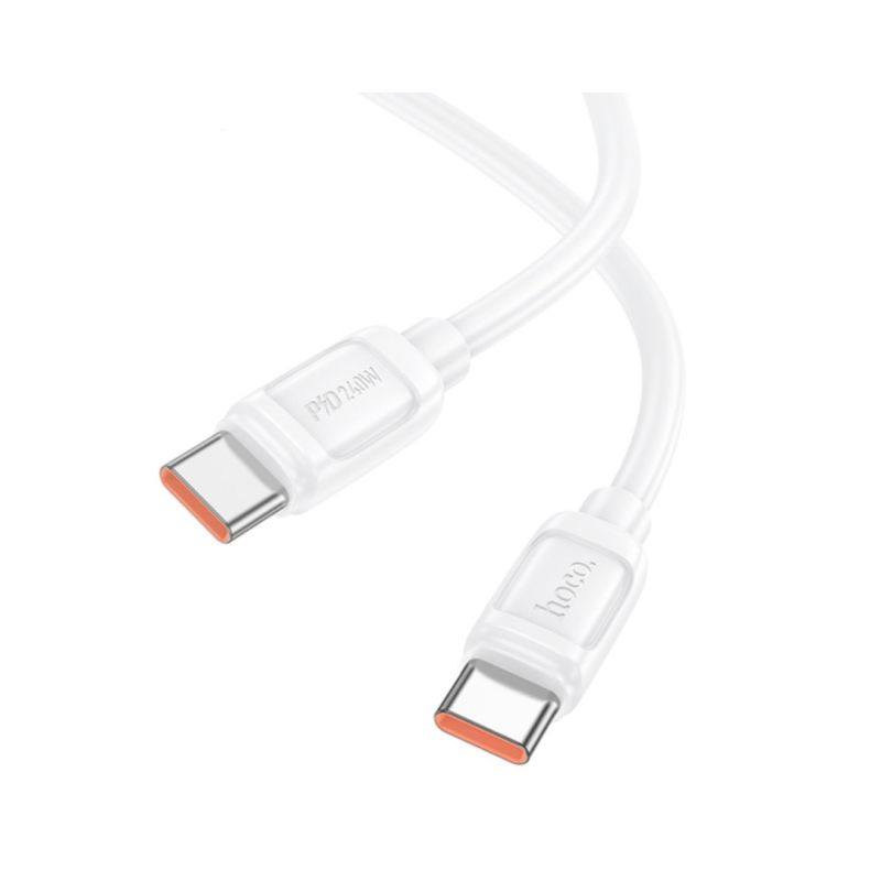Кабель Hoco. X115 Type-C - Type-C / для смартфонов, ноутбуков / До 240 Ватт / 1 метр / Белый