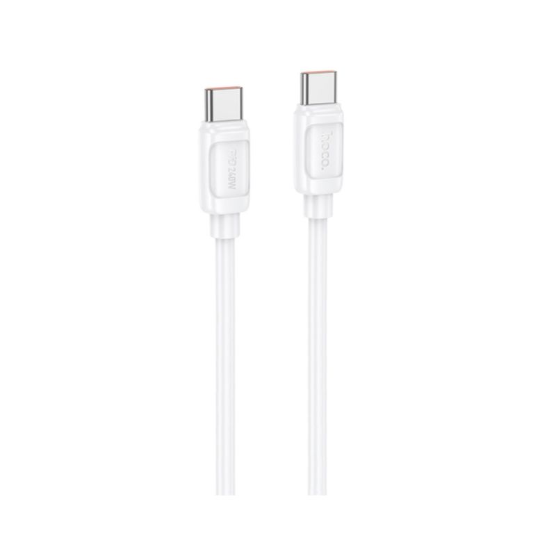 Кабель Hoco. X115 Type-C - Type-C / для смартфонов, ноутбуков / До 240 Ватт / 1 метр / Белый