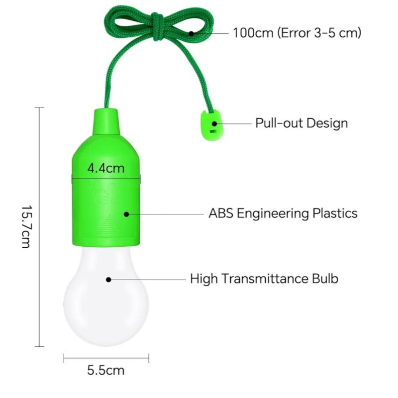 Світлодіодна лампочка на шнурку BL-15418 / Зелений / Тепле біле світло