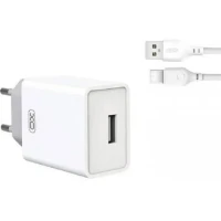 Блок живлення XO-L93 з кабелем Type-C - USB / 5 вольт / 2.4 Ампера / 1 USB / Білий