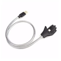 Зарядний гнучкий металевий кабель Lightning - USB Cable Data Coil Brace для смартфонів iPhone / Сірий