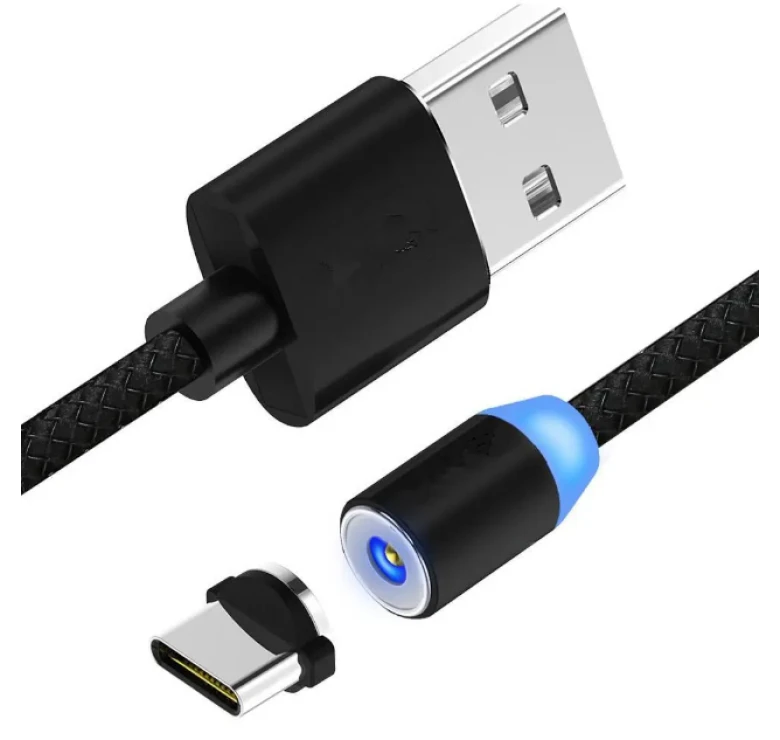 Магнітний кабель Type C X-Cable / Круглий 360 градусів / Чорний