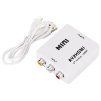 Конвертер AV RCA(тюльпан) в HDMI переходник / Адаптер 1080p с питанием / Белый