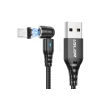 Магнитный кабель USLION 2 в 1/ (Быстрая зарядка) Lightning (Iphone)/ 540 градусов / Круглый / 100 см. / Черный