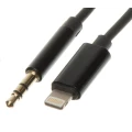 Переходник кабель с Lightning на AUX аудио 3.5 mm. / Нейлон / 1 метр / Черный