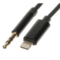 Переходник кабель  с Lightning на AUX аудио 3.5 mm. / Нейлон / 1 метр / Черный