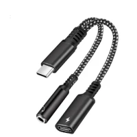 Переходник  для наушников 2 в 1 Type-C + AUX 3.5 Google Pixel / Черный
