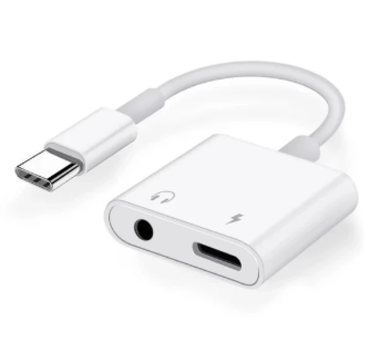 Перехідник для навушників 2 в 1 Type-C + AUX 3.5 Samsung Galaxy / Білий