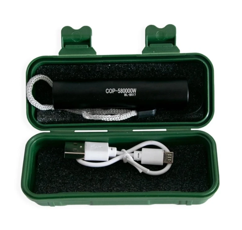 Карманный ручной светодиодный фонарик BL-B517 / mirco USB / Черный